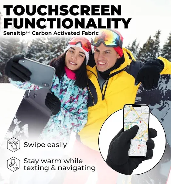 Tough Outdoors Fleece Gloves for Women, Men - Fleece Winter Gloves - Cold Weather Gloves w/Touch Screen Fingers for Running