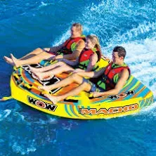 WOW Sports Macho 1-3 Person Towable Water Tube For Pool and Lake (16-1030)