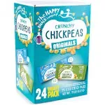 The Happy Snack Company Crunchy Chickpeas Lime & Cracked Pepper 24 x 1 oz. 5g Plant Based Protein & 120 Cals. Gluten,Nut & Dairy Free, Non-GMO and Vegan.