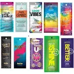 10 New Tanning Lotion Sample Packets - Major Brands Bronzer & Intensifier - 10 Assorted Packets