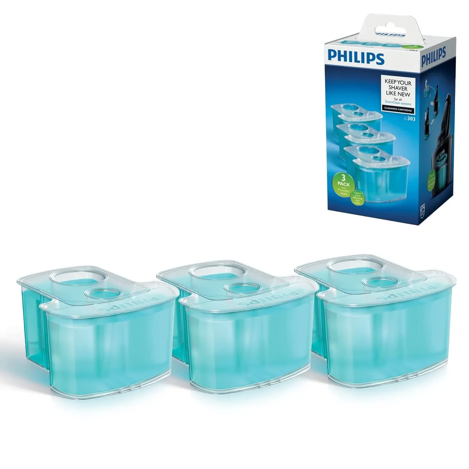 Philips Norelco Cleaning Cartridges for SmartClean System, 3 Count, JC303/52