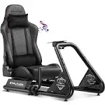 GTPLAYER Racing Simulator Cockpit with Seat and Bluetooth Speakers, Racing Style Reclining Seat and Ultra-Sturdy Alloy Steel Frame (Gray)