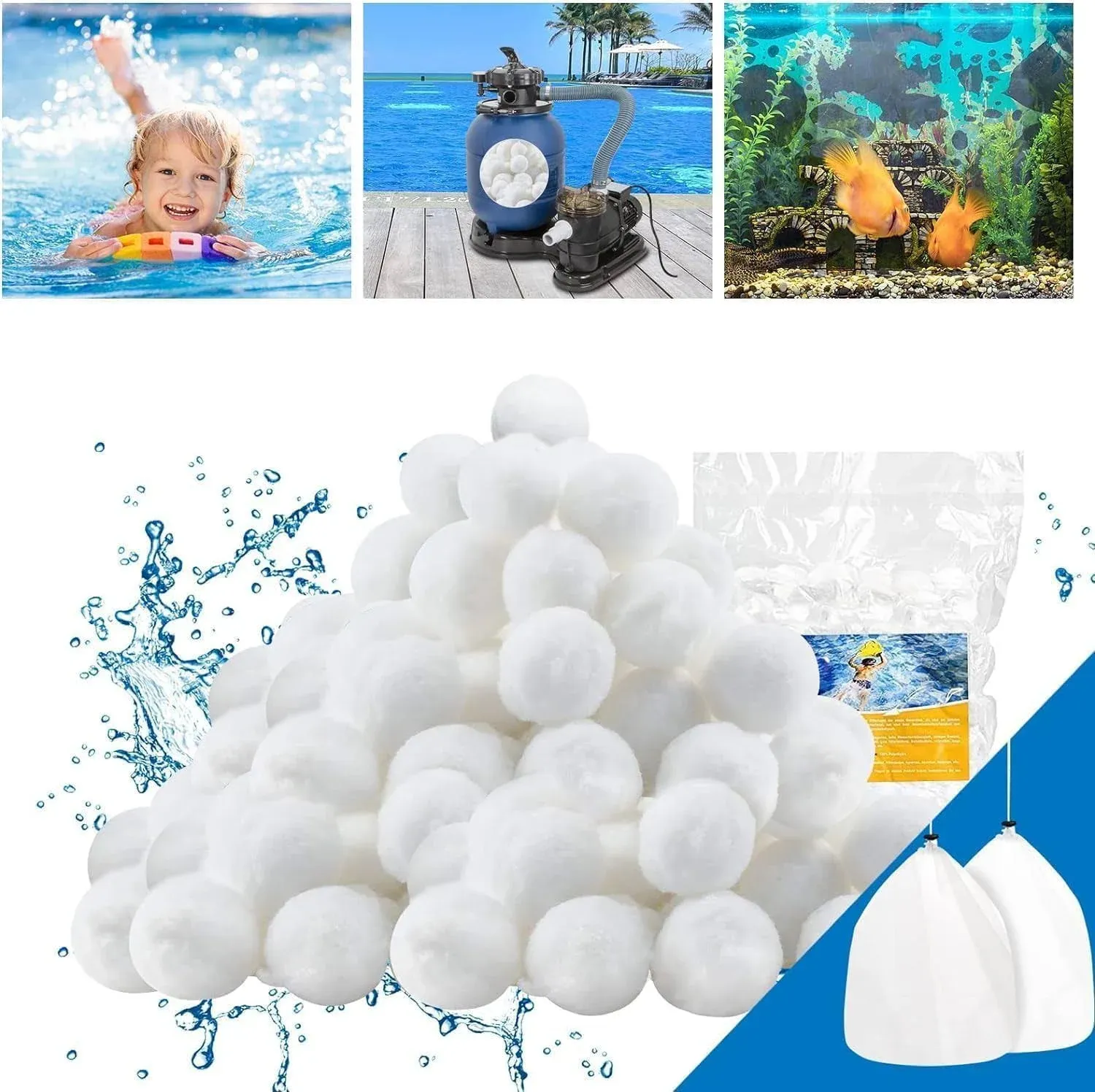 Pool Filter Balls Reusable Media Filter Equivalent to 30Lbs Pool Filter