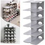 Shoe Slots Organizer, Adjustable Rack,Better Stability Shoe 6 Layer Grey