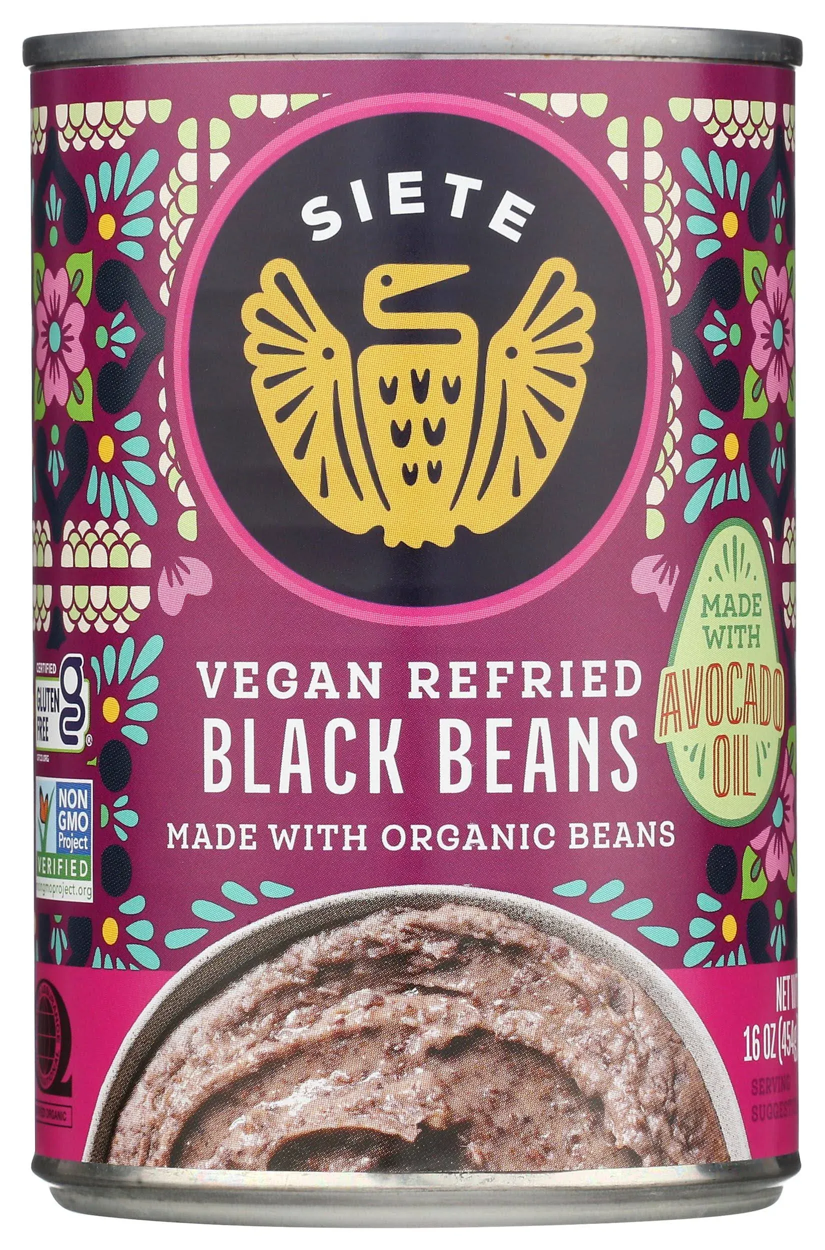 Siete Black Beans, Vegan, Refried - 16 oz