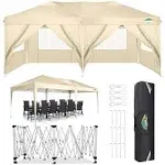 COBIZI 10x20 Pop up Canopy Party Tent Outdoor Event Protable Instant Shelter Canopy Shade with 6 Removable Sidewalls and Carry Bag,Khaki