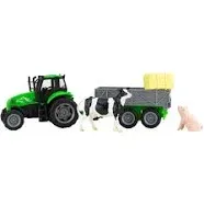 Breyer Horses Breyer Farms Tractor and Tag-a-Long Wagon Playset | 5" H x 11" L x 4" D | Cow and Pig Included | 1:32 Scale | Model #59238, Green