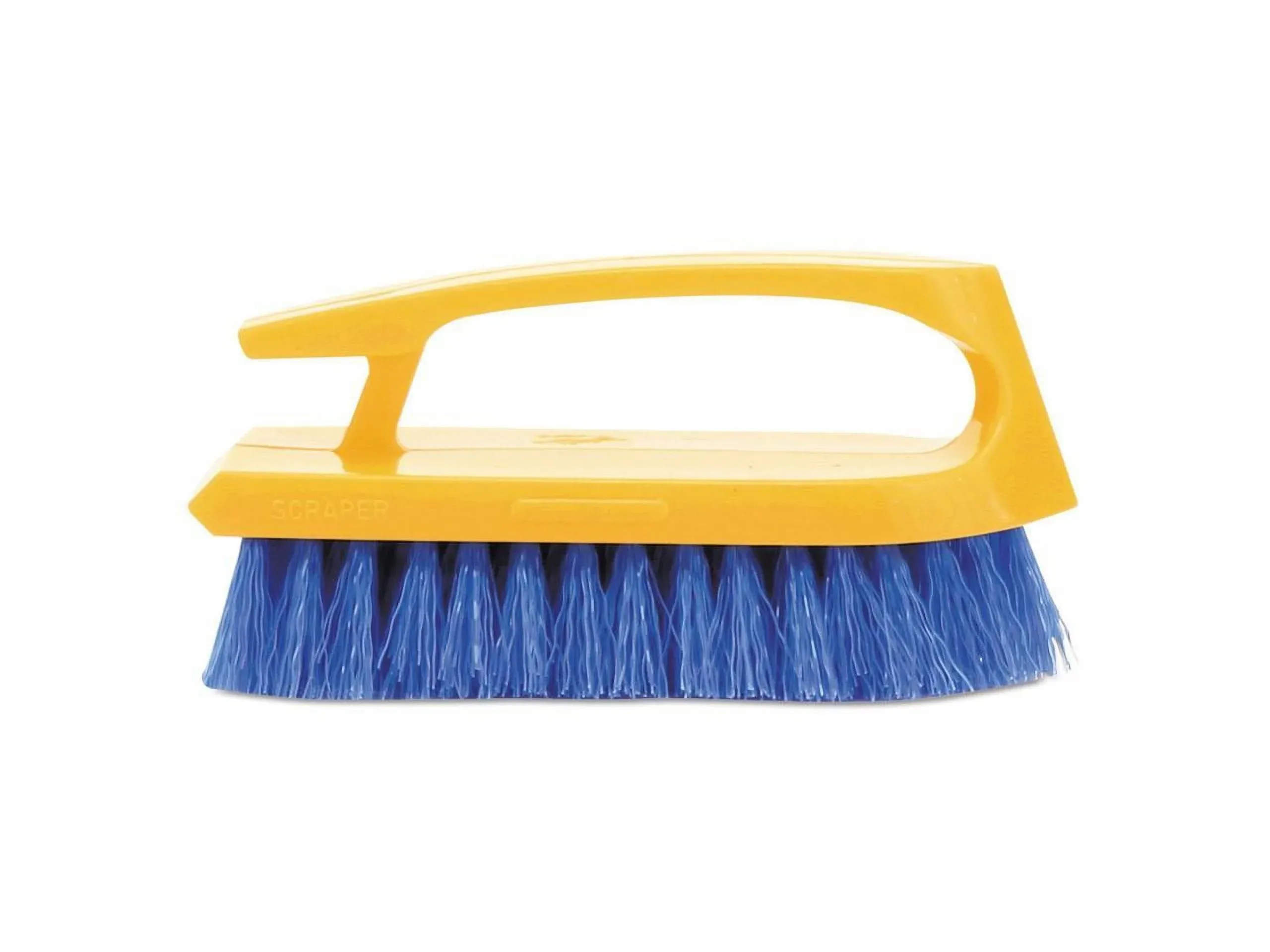 Rubbermaid Commercial Long Handle Scrub Brush 6" Brush Yellow Plastic Handle/Blue Bristles 6482COB