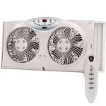 Bionaire 8.5&#034; Twin Window Fan with Reversible Airflow, 3 Speeds, Remote Control