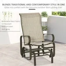 Outsunny Gliding Lounger Chair, Outdoor Swinging Chair with Smooth Rocking Arms and Lightweight Construction for Patio Backyard