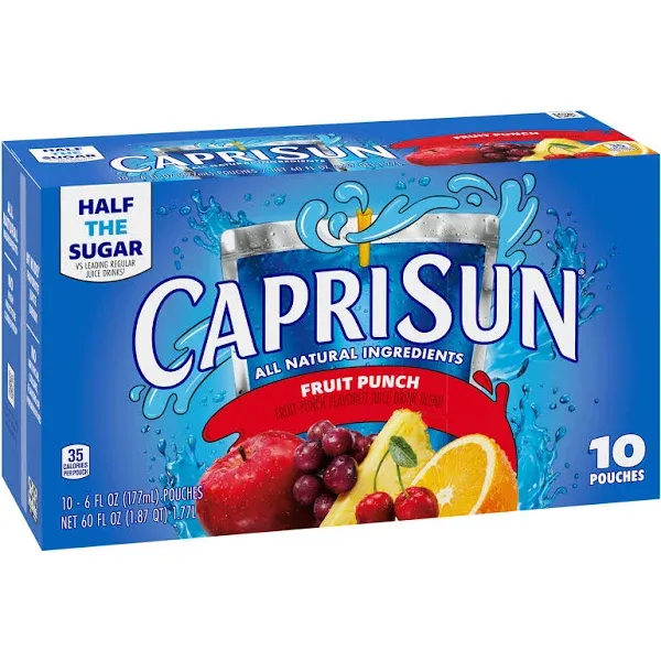 Capri Sun Juice Drink Blend, Fruit Punch - 10 pack, 6 fl oz pouches