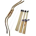 Adventure Awaits! - 2-Pack Handmade Wooden Bow and Arrow Set - 20 Wood Arrows and 2 Quivers - for Outdoor Play