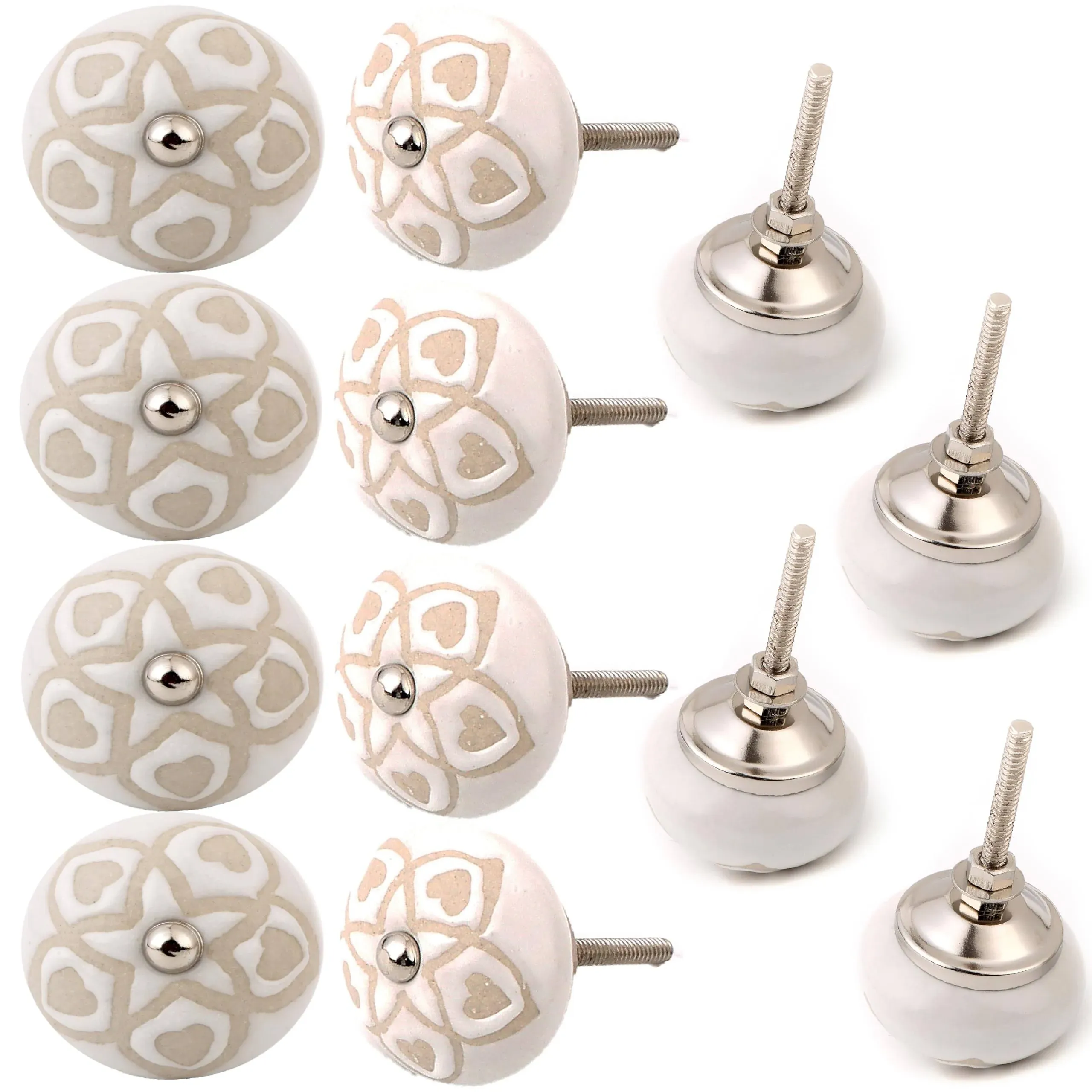 Set of 12 Ceramic Knobs Decorative Knobs for Home Kitchen Cabinet Cupboard Door Dresser Wardrobe Pulls Cabinet Knobs Ceramic Drawer Pull Kitchen Cupboard Pull Dresser Door Handle - White Silver