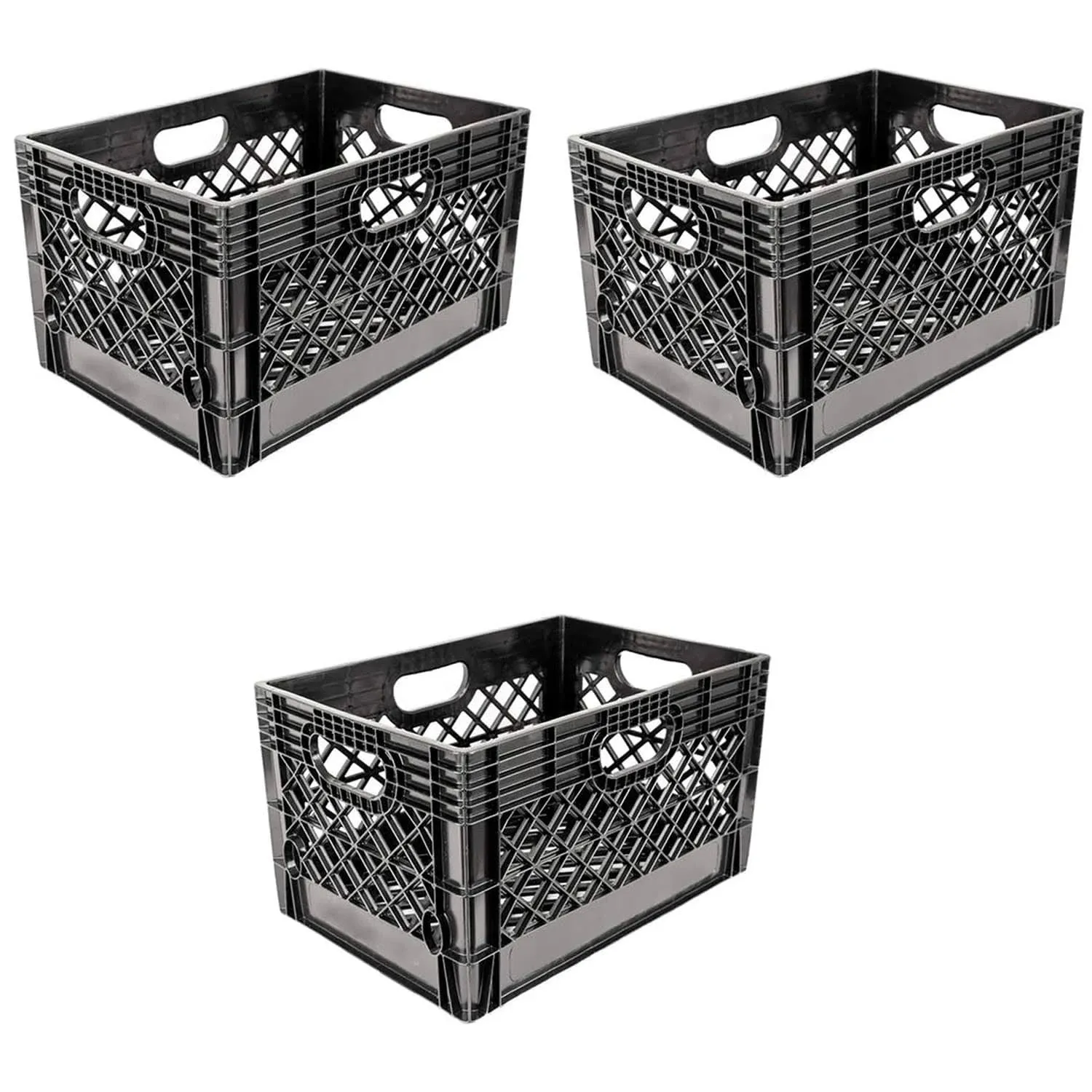 24 Quart Milk Crate for Household Storage with Handles : The Ultimate Storage Tote for Groceries, Garages, Kayaking & Outdoor, Stackable Storage, 3 Pack ﻿