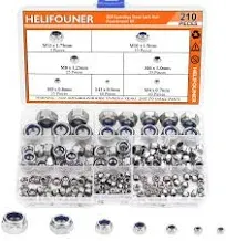 Helifouner 210 Pieces 7 Sizes 304 Stainless Steel Lock Nut Assortment Kit