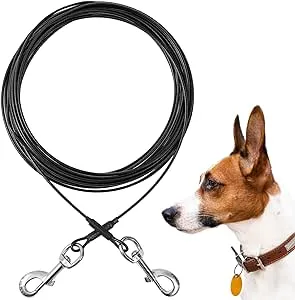 Tie Out Cable for Dogs, 20/30/50/100FT Dog Leads for Yard Chew Proof, Heavy Duty Dog Tie Out Cable for Large Dogs Up to 250lbs, Durable Dog Runner Tether Line for Outdoor, Yard and Camping