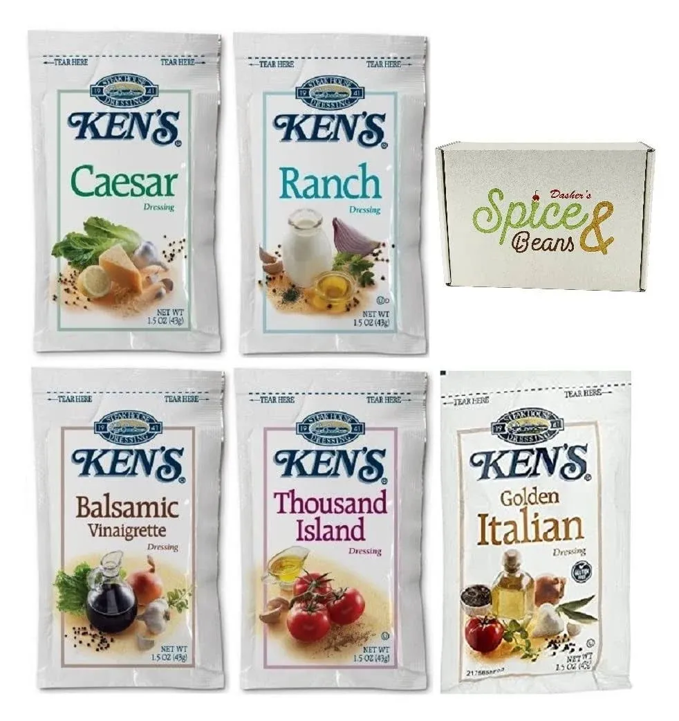 Salad Dressing Packets - Variety Pack 1.5oz - 15 Count (5 Flavor Variety)