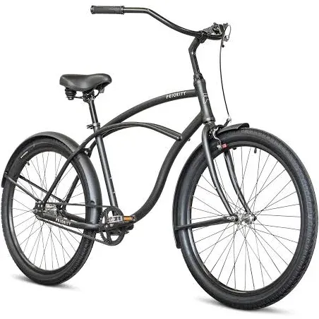 Coast Beach Cruiser Bike, Ultralight Aluminum Frame Step-Over Bike, 3-Speed Bicycle with Rust-Proof and Grease-Free Drive Belt, 30"-33" Inseam, Charcoal