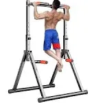 DOBESTS Foldable Power Tower Dip Station Pull Up Bar Station Adjustable Multifunction Fitness Tower Station Training Equipment Home Outdoor, Stable Triangular Structure