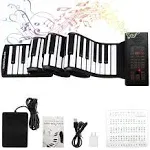 Lamir 88 Keys Roll Up Piano with Pedal Upgraded Numeric Portable Piano Sticker Keyboard for Kids Beginner