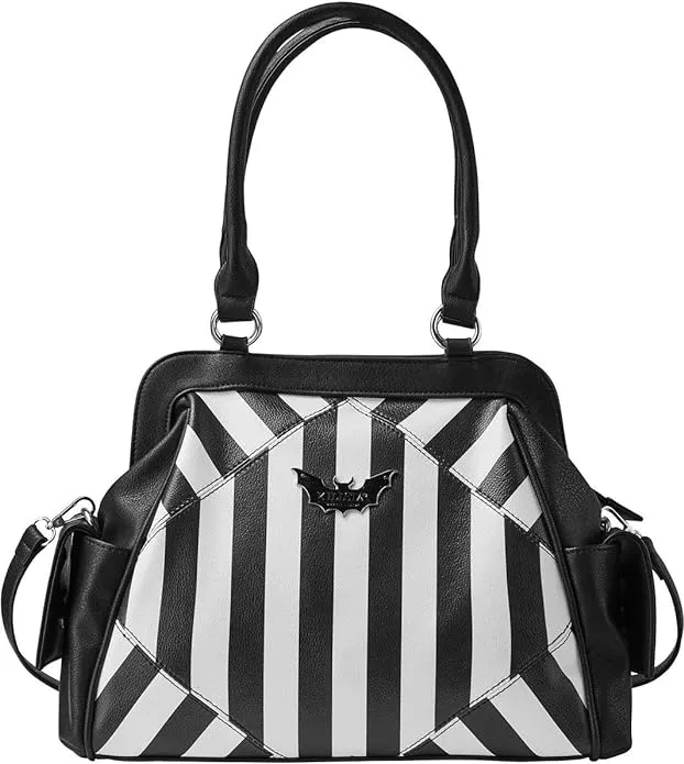 Killstar womens Never Trust the Living Bat Striped Gothic Punk Handbag Purse KSRA001298