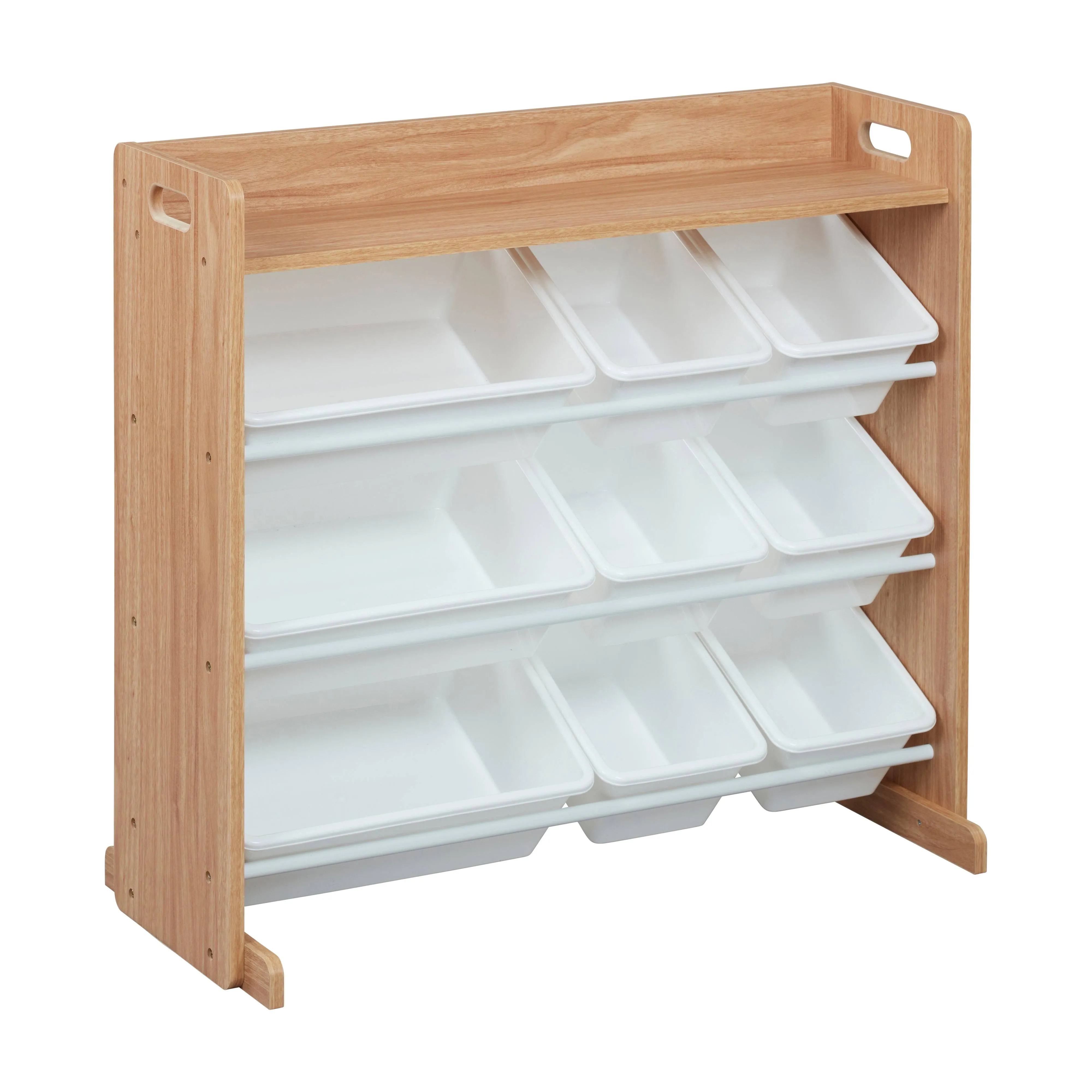 ECR4Kids 3-Tier Organizer with Shelf and 9 Bins, Dark Natural/White