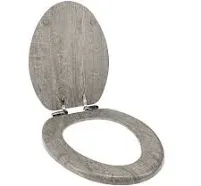 Home+solutions Distressed Grey Wood Elongated Vaneer Toilet Seat