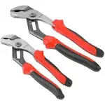 DNA Motoring TOOLS-00065 2 Piece Groove Joint Plier Set - Hardened Jaws Plier w/Heat-Treated Teeth, PVC Grips, Satin Finish