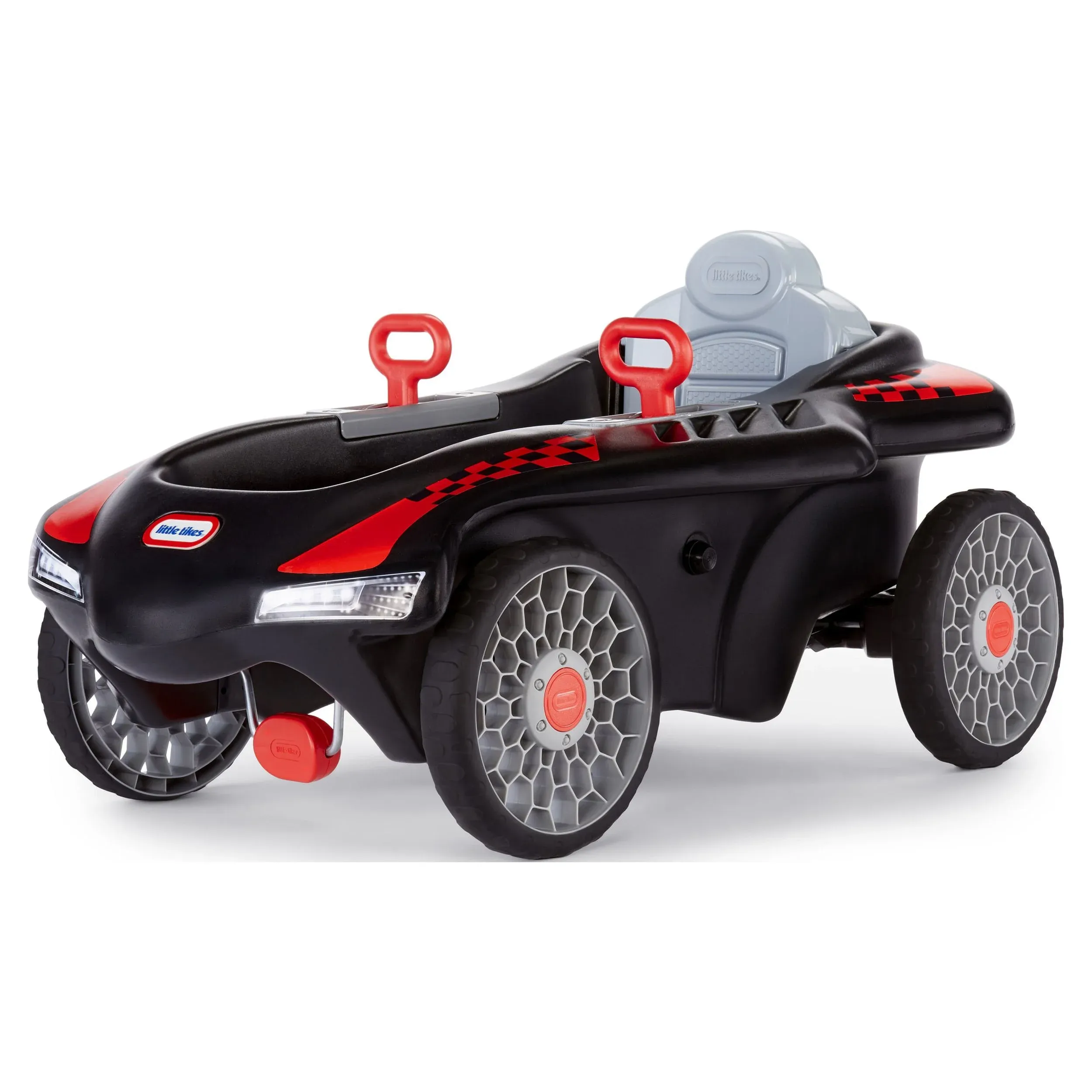 Little Tikes Jett Car Racer Ride on Pedal Car, Black and Red, Dual Handle Rear Wheel Steering, Kids Ages 3 to 7