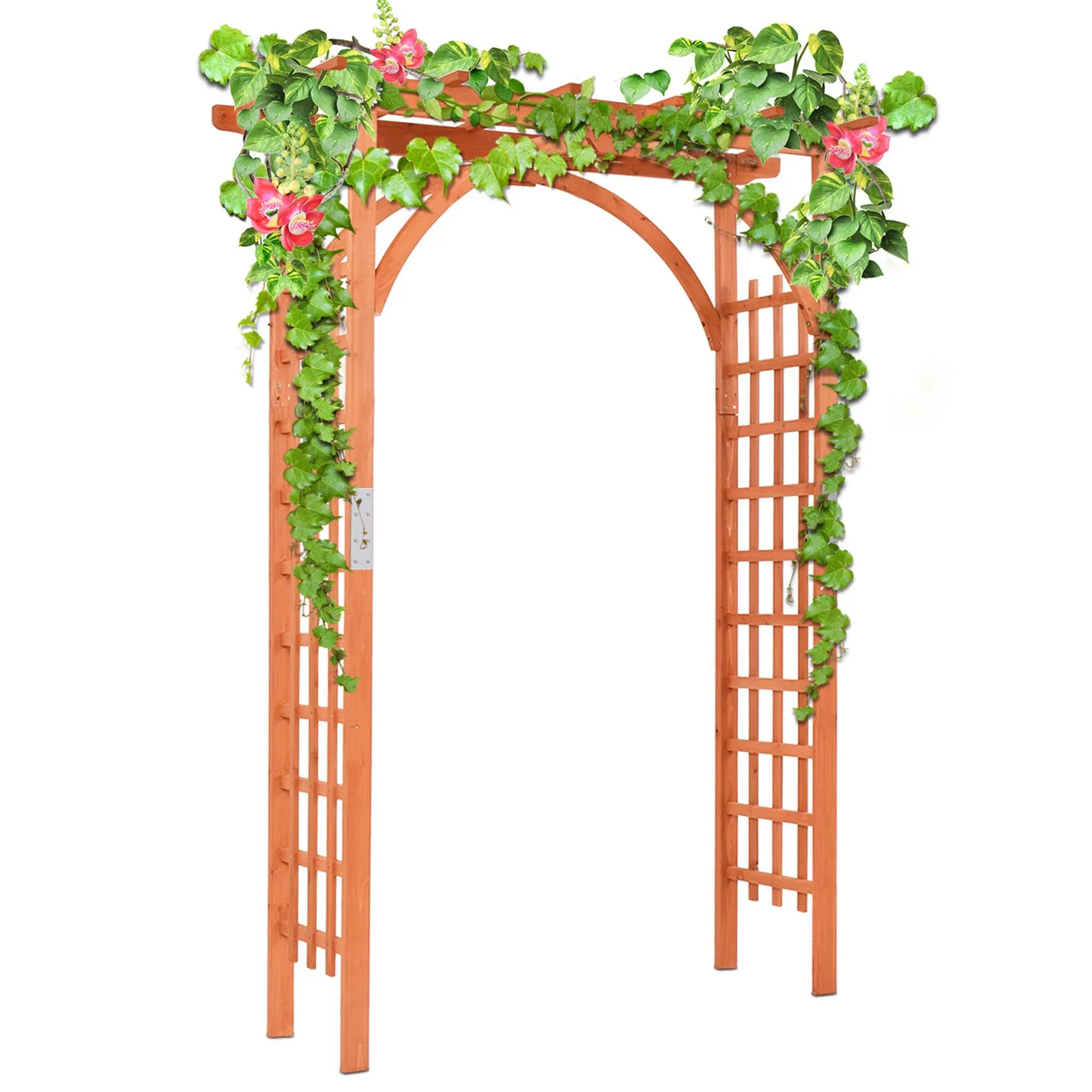 Costway Premium Outdoor Wooden Cedar Arbor Arch Pergola Trellis Wood Garden Yard Lattice