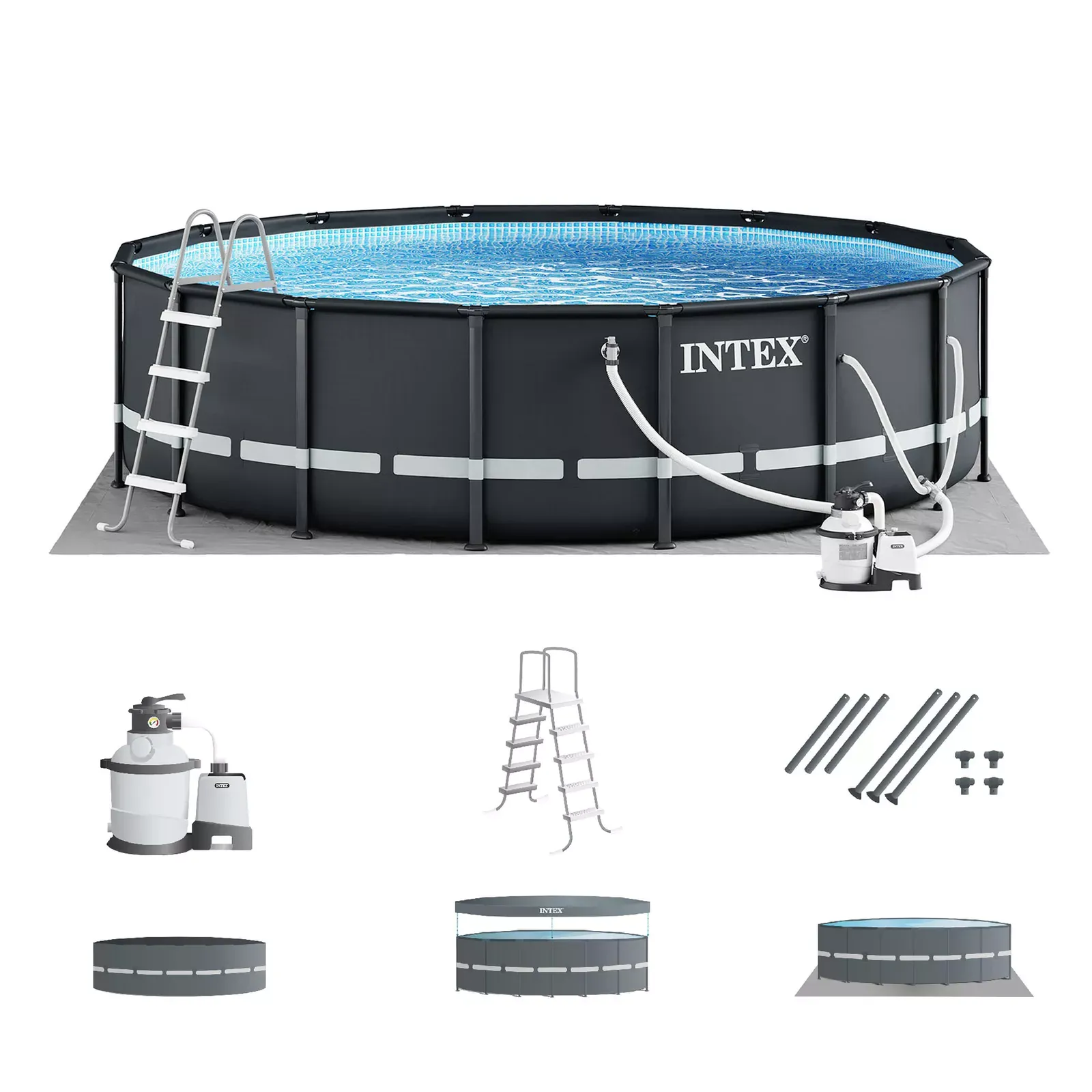 Intex Ultra XTR Outdoor Frame Above Ground Swimming Pool Set w/ Pump