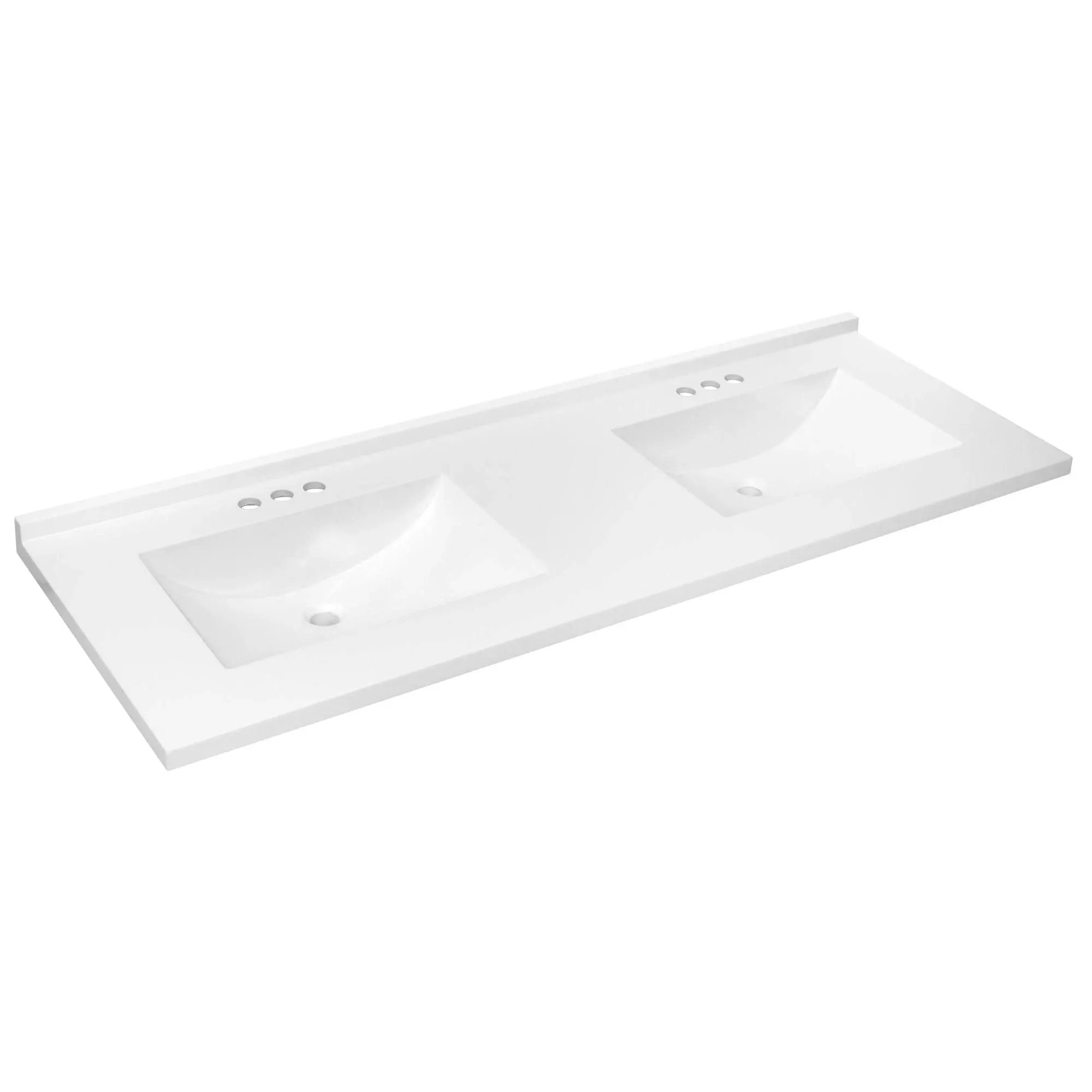 Design House 61 Inch Camilla II Modern Vanity Top Double Bowl with Backsplash, Solid White, 630269