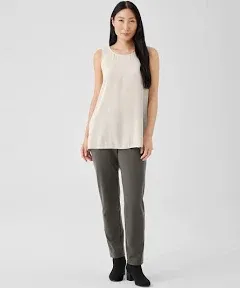 NWT Eileen Fisher Slim Capri w/ Yoke in White Washable Stretch Crepe Pants XS