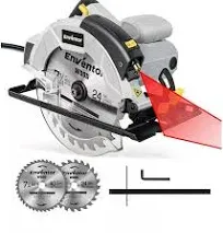 Enventor 7-1/4-Inch Circular Saw, 10A Pure Copper Motor Electric Circular Saws with Laser Guide, 2 Blade Saws (40T/24T), Max Cutting Depth 2-7/16"(90°), 1-13/16"(0°-45°), Single Handed Bevel, 5800RPM