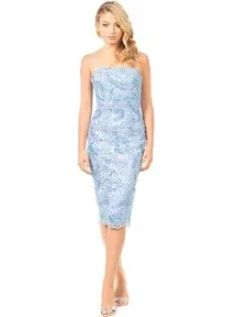 Dress The Population Josselyn Mint Beaded &amp; Sequin Midi-Dress Size S NWT