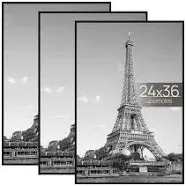 Upsimples 24x36 Basic Picture Frames Black Set of 3 Poster Frames