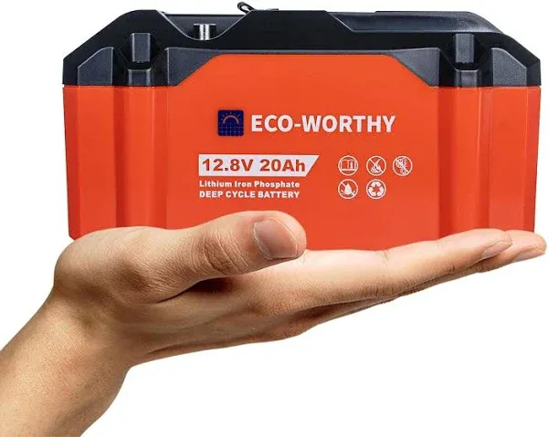 ECO-WORTHY 12V 20Ah Portable LiFePO4 Deep Cycle Rechargeable Battery