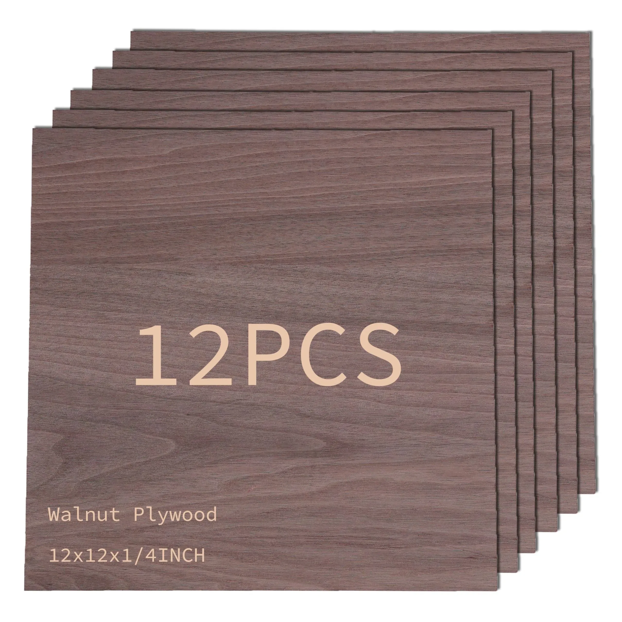 TREEMBER Walnut Plywood 12pcs 6mm 1/4 x 12 x 12inch Plywood Sheets,Unfinished Walnut Plywood for Crafts,DIY Projects,Perfect for Laser Cutting & Engra