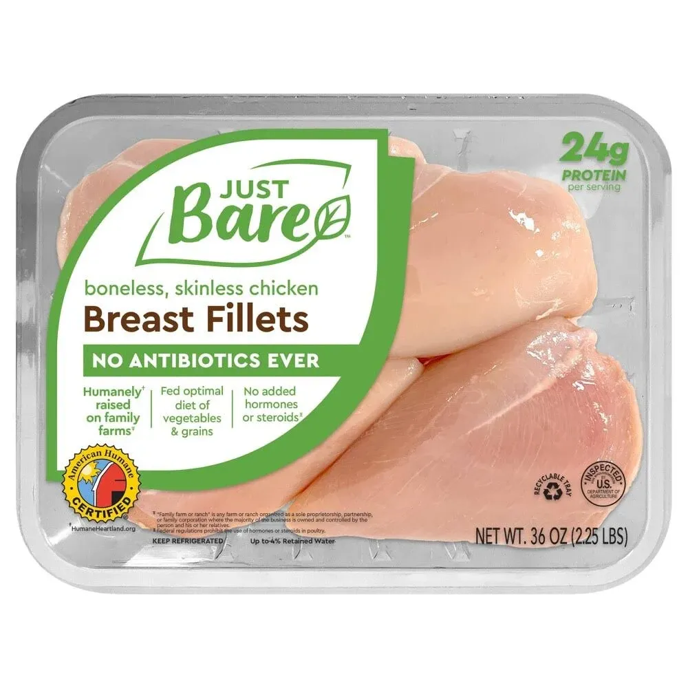 Just Bare Breast Fillets, Boneless, Skinless Chicken - 36 oz