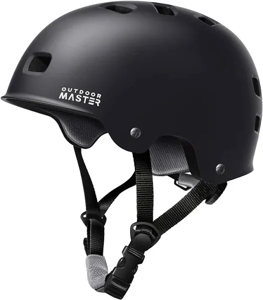 OutdoorMaster Skateboard Cycling Helmet - Two Removable Liners Large, Black 