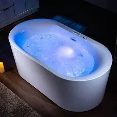 Woodbridge Whirlpool Water Jetted and Air Bubble Freestanding Heated Soaking Combination Bathtub BJ