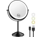 8 Inch Lighted Makeup Mirror, 3 Color Lights &amp; Stepless Dimming LED Vanity Mi...