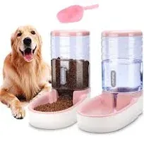 Meipire Pets Auto Feeder 3.8L ,Food Feeder and Water Dispenser Set for Pink