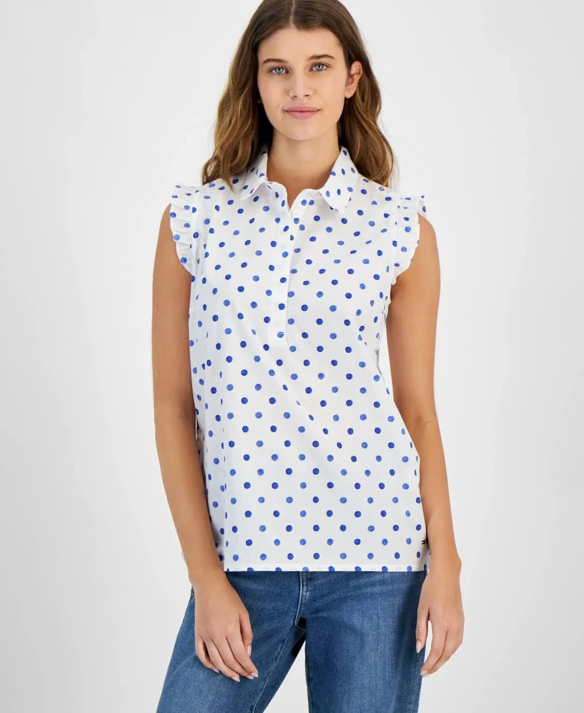 Tommy Hilfiger Women's Sleeveless Dot Popover Top