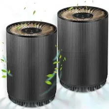 2 Pack Air Purifiers w/ H13 True Hepa Filter Removes 99.97% Of Smoke Pet Dander 