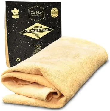 CarMax English Premium Grade Natural Chamois Leather Large - Perfect for Drying Off The Whole car, Glass, Mirrors, Inside and Out, Super Soft and Highly Absorbent, Made in The UK (Large)…