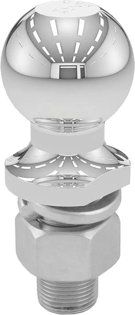 CURT 40037 Chrome Trailer Hitch Ball, 7,500 lbs, 2-Inch Diameter, 1 x 2-1/8-Inch Shank