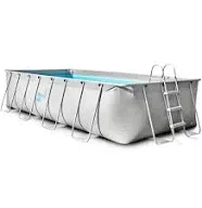 SereneLife Steel Frame, Outdoor Family Swimming Pool,Rectangular Above Ground Pool Set Durable Corrosion and Puncture Resistant, w/Ladder, Filter, Cover, Plastic Spare Parts 12' x 24' x 52"