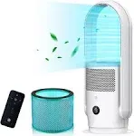 Bladeless Tower Fan with Air Purifier, 90° Oscillating Tower Fan with HEPA Filter, Remote Control, Touch, 8H Timer, 9 Speeds