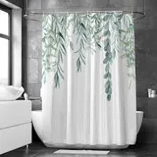 Muuyi Green Shower Curtain, Plant Shower Curtain for Bathroom, Tropical Cloth Fabric Bath Decor Set for Toilet with 12 Hooks 72 x 78 Inches